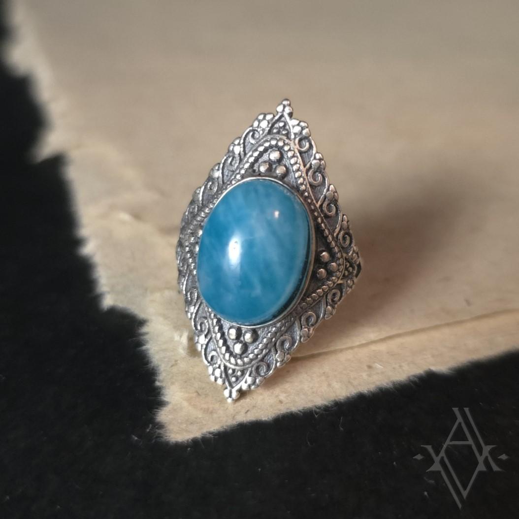Bague argent 925 amazonite reglable artefact de vala